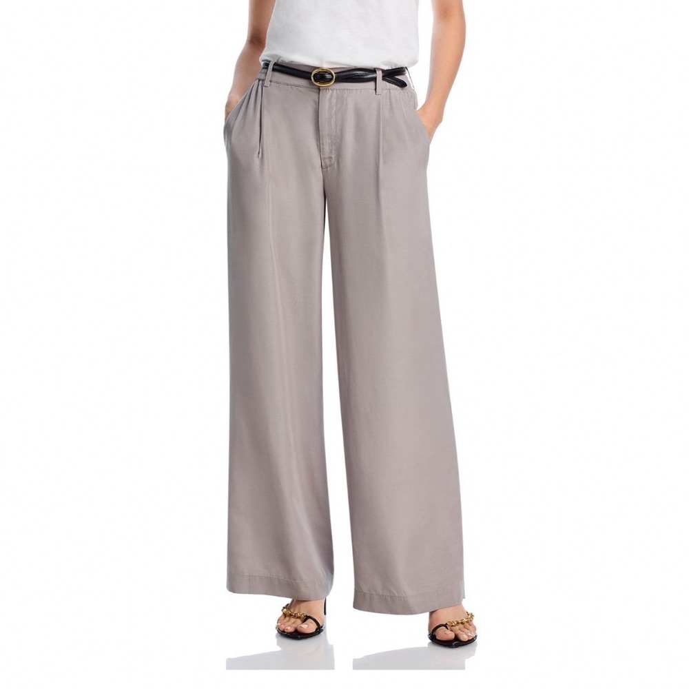 Simkhai Sydnie Wide Leg‎ Pants Sage Green Pleated High Rise Size 6 125-4009-OP